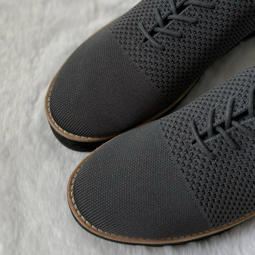 EILEEN FISHER 10 Eddy Knit Platform Oxford Loafers in Graphite Grey • Eddy 2 - Picture 5 of 15